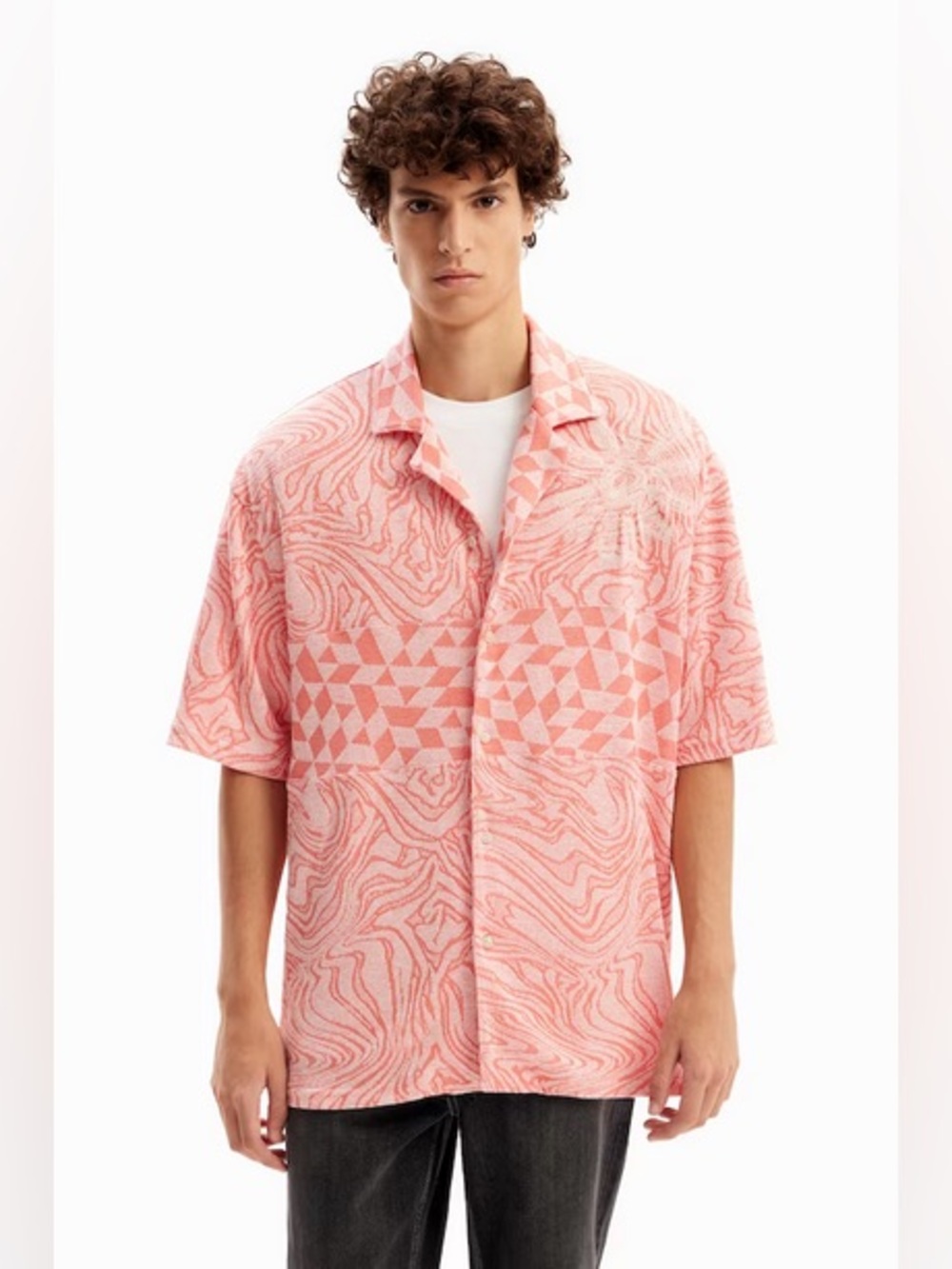 Desigual Cam _NORTHON woven short-sleeve shirt Size Large NEW